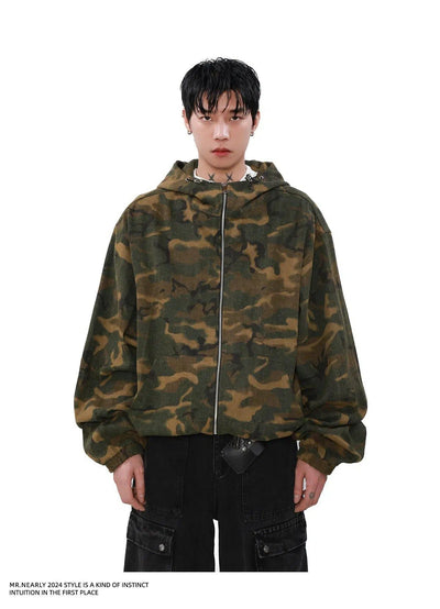 Gradient Camouflage Zip-Up Hoodie Korean Street Fashion Hoodie By Mr Nearly Shop Online at OH Vault