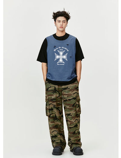 Two-Piece Lettered & Logo T-Shirt Korean Street Fashion T-Shirt By Made Extreme Shop Online at OH Vault