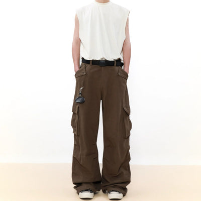 Buttoned Pockets Flowy Cargo Pants Korean Street Fashion Pants By Mr Nearly Shop Online at OH Vault