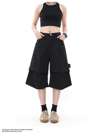 Clean Fit Pleated Detail Shorts Korean Street Fashion Shorts By Mr Nearly Shop Online at OH Vault