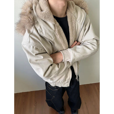 Faux Fur Detail Zipped Jacket Korean Street Fashion Jacket By Made Extreme Shop Online at OH Vault