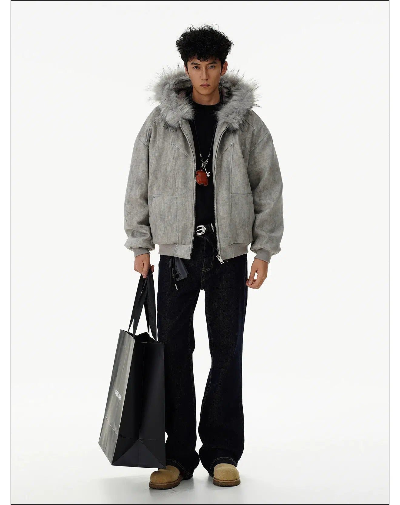 Mottled Fur Hooded Jacket Korean Street Fashion Jacket By Mr Nearly Shop Online at OH Vault