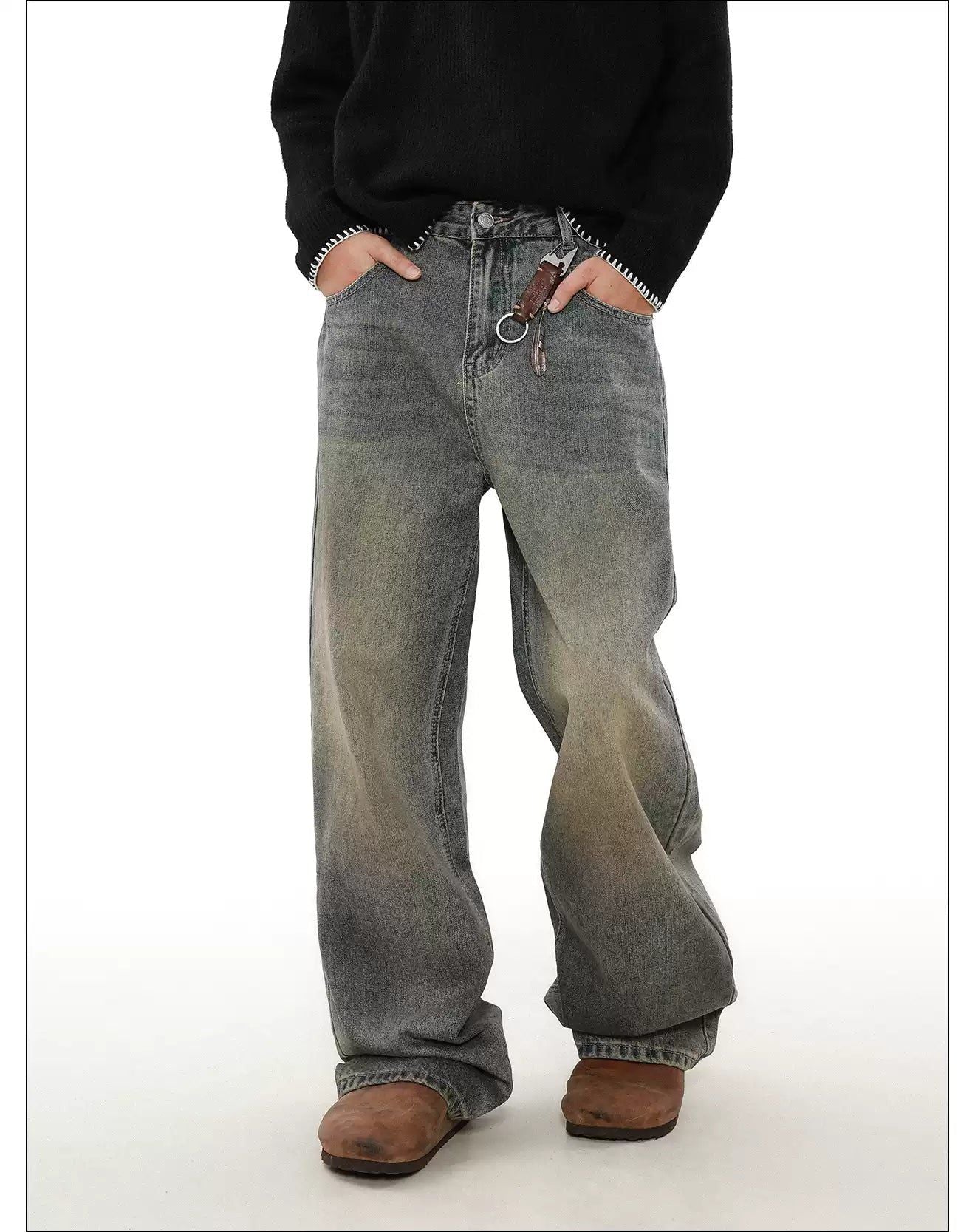 Rust Fade Washed Jeans Korean Street Fashion Jeans By Mr Nearly Shop Online at OH Vault