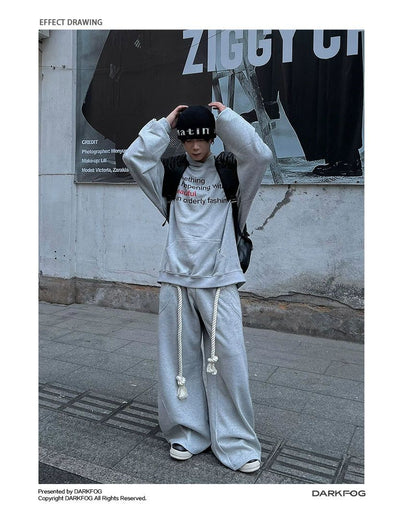 Belted Rope Scimitar Sweatpants Korean Street Fashion Pants By Dark Fog Shop Online at OH Vault