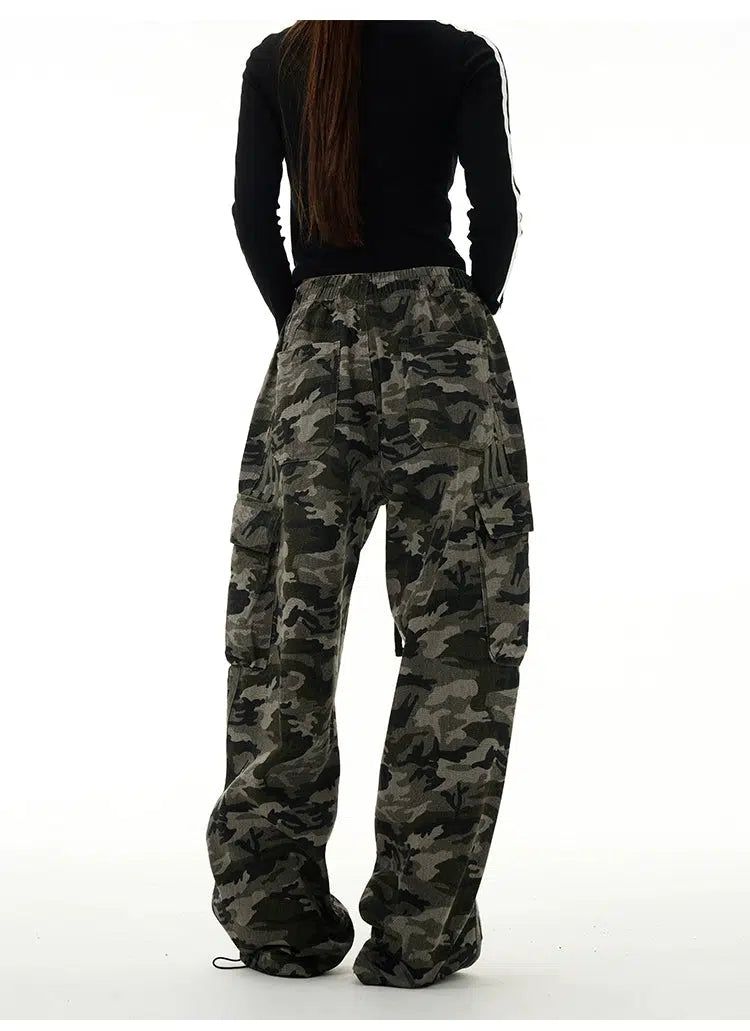 Three-Bar Camo Cargo Pants Korean Street Fashion Pants By 77Flight Shop Online at OH Vault