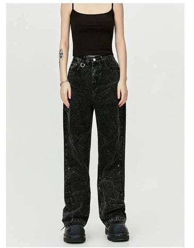 Lightning Washed Pattern Jeans Korean Street Fashion Jeans By Made Extreme Shop Online at OH Vault