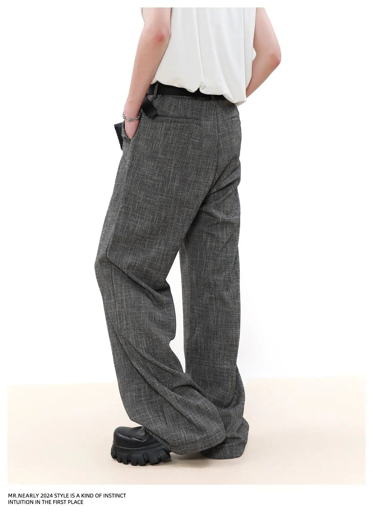 Flap Pocket Textured Trousers Korean Street Fashion Trousers By Mr Nearly Shop Online at OH Vault