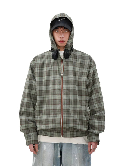 Contrast Color Zip Plaid Jacket Korean Street Fashion Jacket By Mr Nearly Shop Online at OH Vault