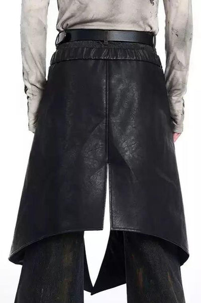 Layered Faux Leather Skirt Pants Korean Street Fashion Pants By Slim Black Shop Online at OH Vault