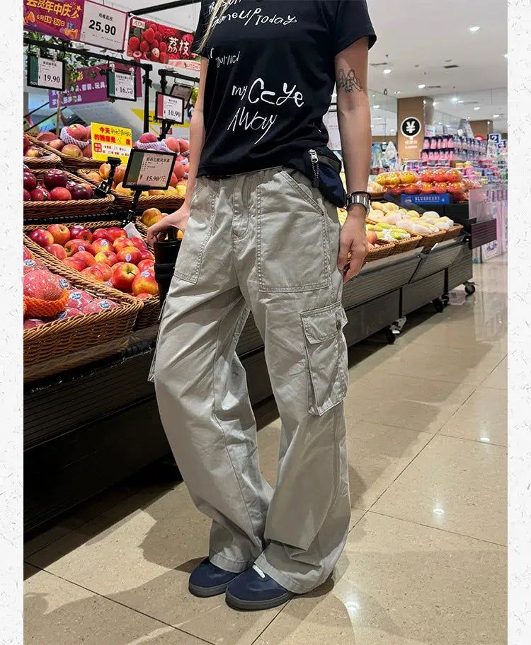 Buckled Washed Cargo Pants Korean Street Fashion Pants By Made Extreme Shop Online at OH Vault