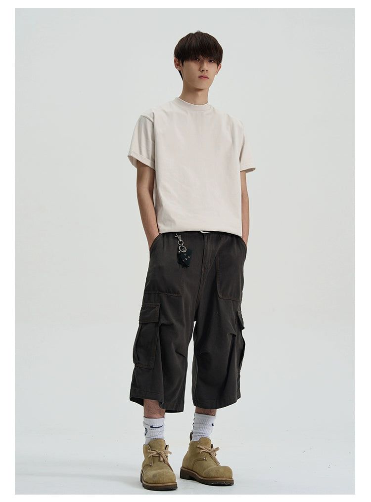 Pleated Pocket Cargo Shorts Korean Street Fashion Shorts By A PUEE Shop Online at OH Vault