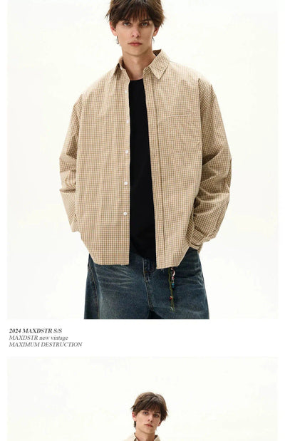 Classic Thin Plaid One-Pocket Shirt Korean Street Fashion Shirt By MaxDstr Shop Online at OH Vault