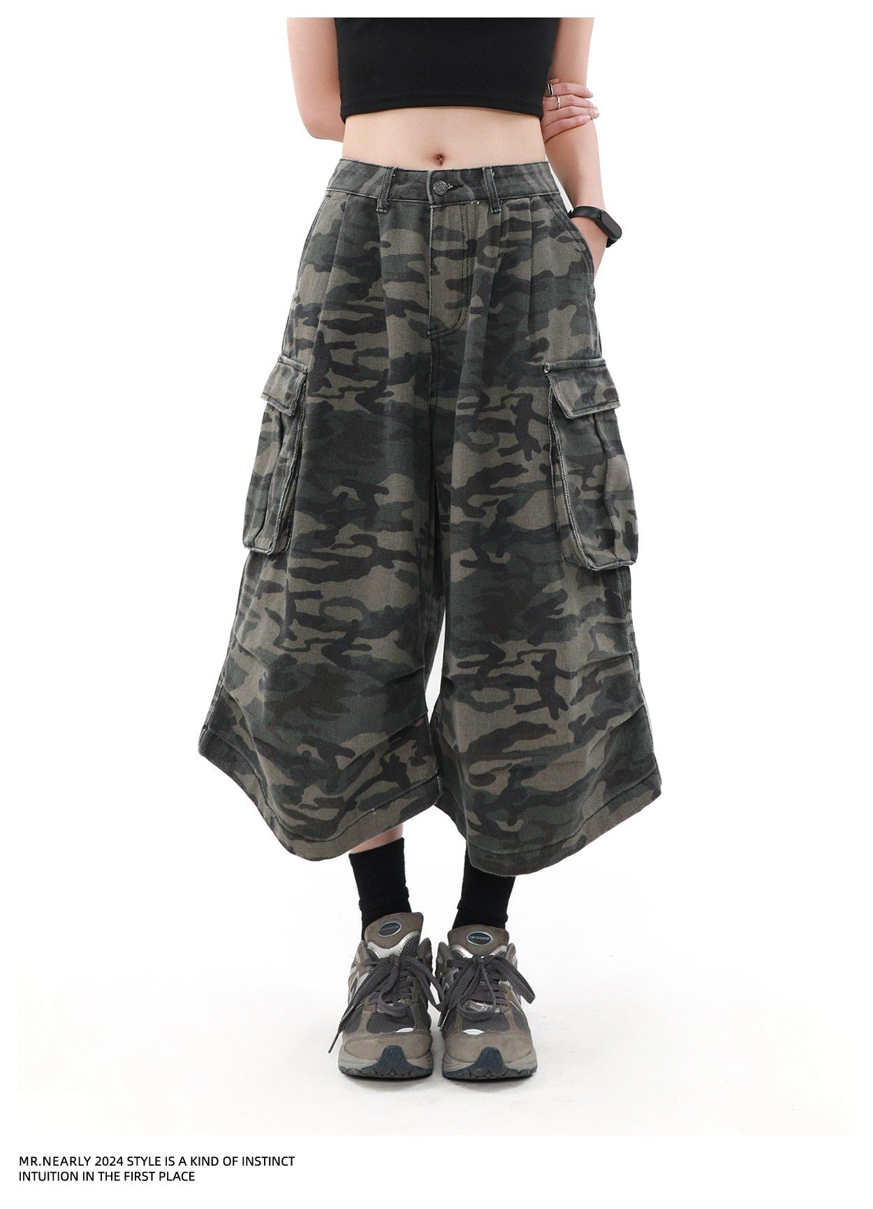 Oversized Faded Camo Cargo Shorts Korean Street Fashion Shorts By Mr Nearly Shop Online at OH Vault