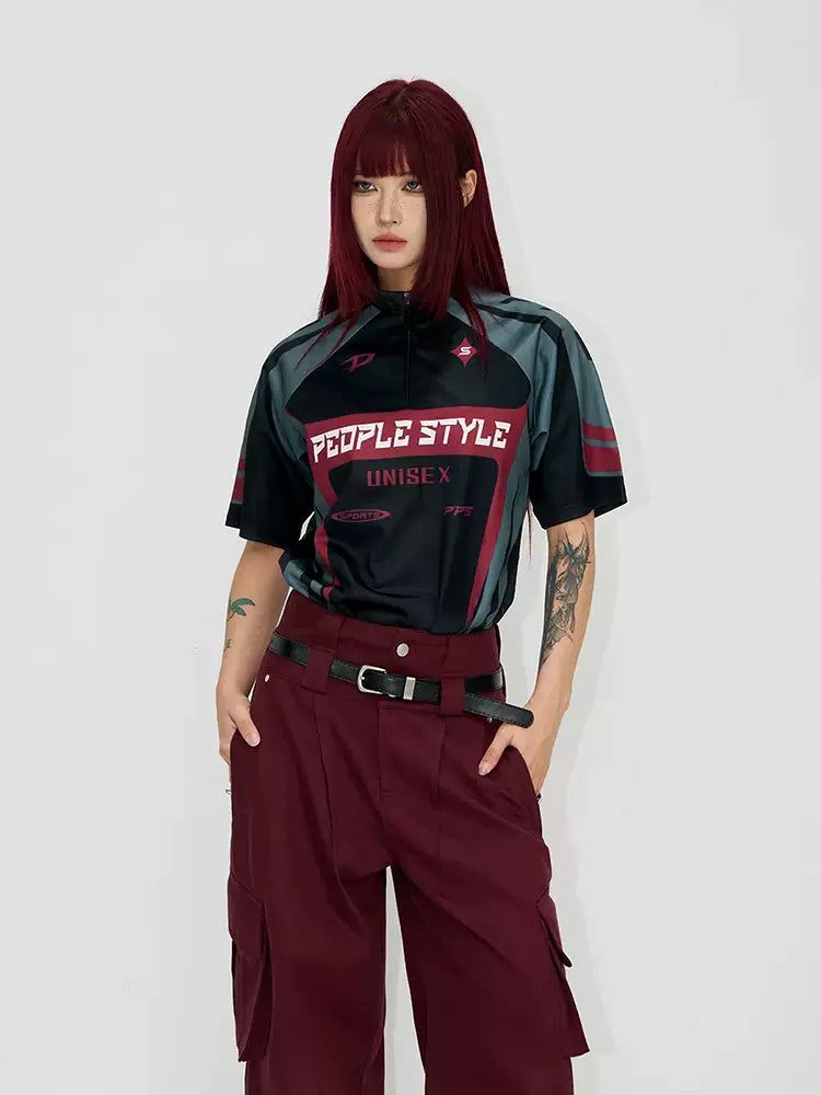 Racing Style Slim T-Shirt Korean Street Fashion T-Shirt By PeopleStyle Shop Online at OH Vault