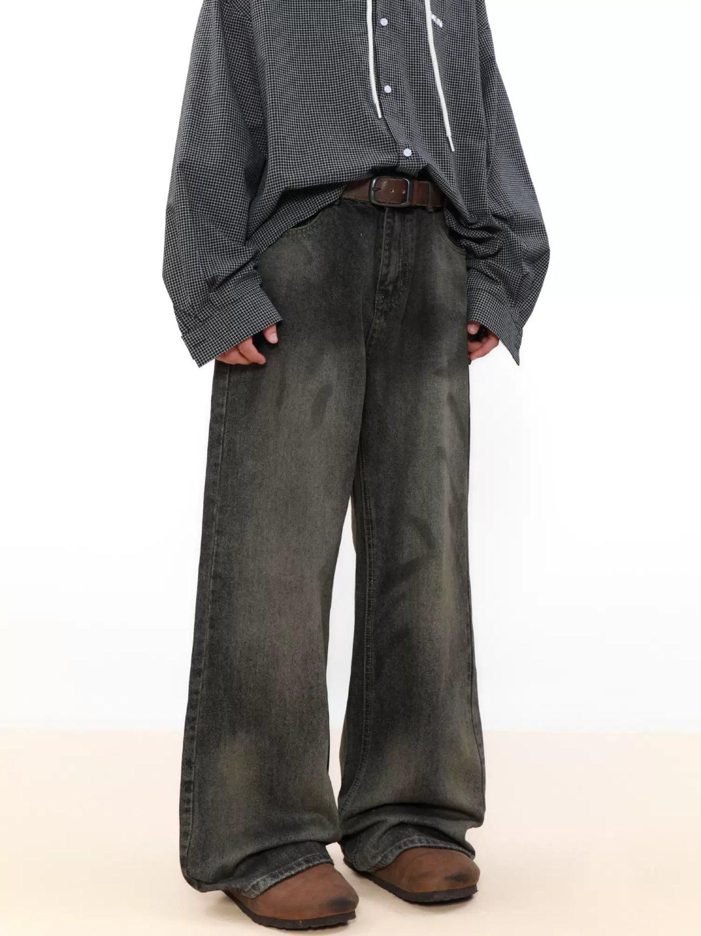 Smudged Lines Washed Jeans Korean Street Fashion Jeans By Mr Nearly Shop Online at OH Vault