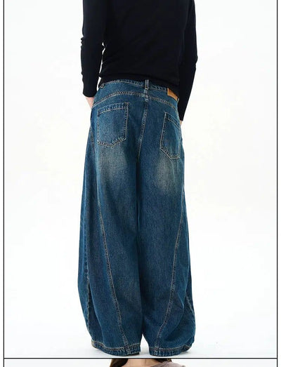 Whisker Effect Wide Leg Jeans Korean Street Fashion Jeans By 77Flight Shop Online at OH Vault