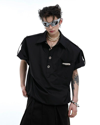 Folded Sleeve Boxy Shirt Korean Street Fashion Shirt By Argue Culture Shop Online at OH Vault