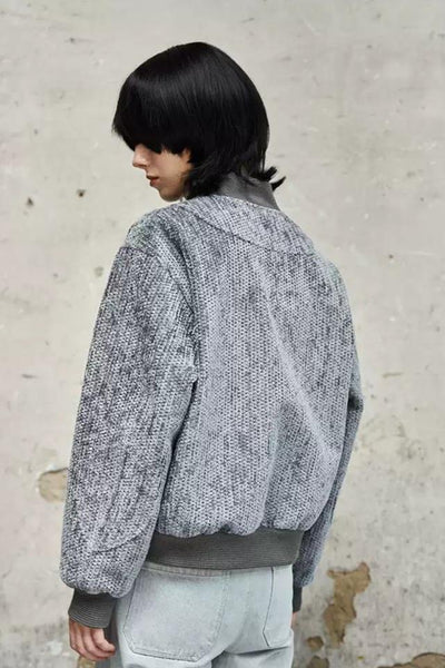 Textures and Splices Zipped Jacket Korean Street Fashion Jacket By 11St Crops Shop Online at OH Vault