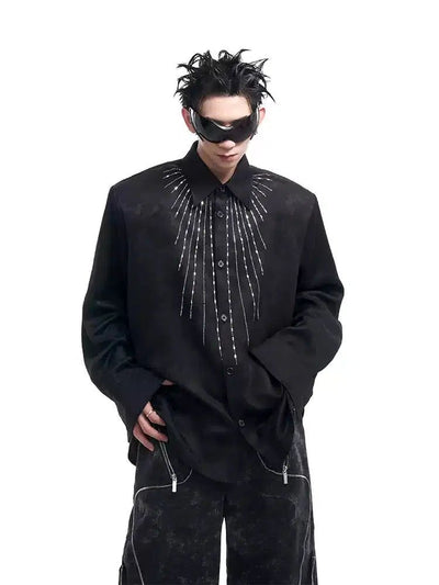 Diamond Chain Detail Shirt Korean Street Fashion Shirt By Slim Black Shop Online at OH Vault