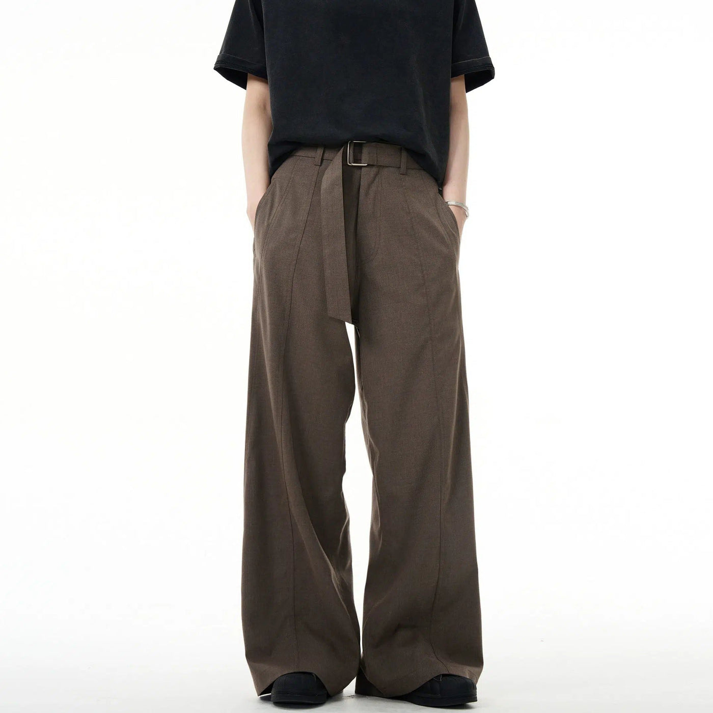 Casual Belted Clean Fit Pants Korean Street Fashion Pants By Mad Witch Shop Online at OH Vault