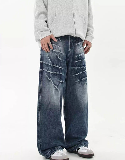 Lightning Cracked Jeans Korean Street Fashion Jeans By Blacklists Shop Online at OH Vault