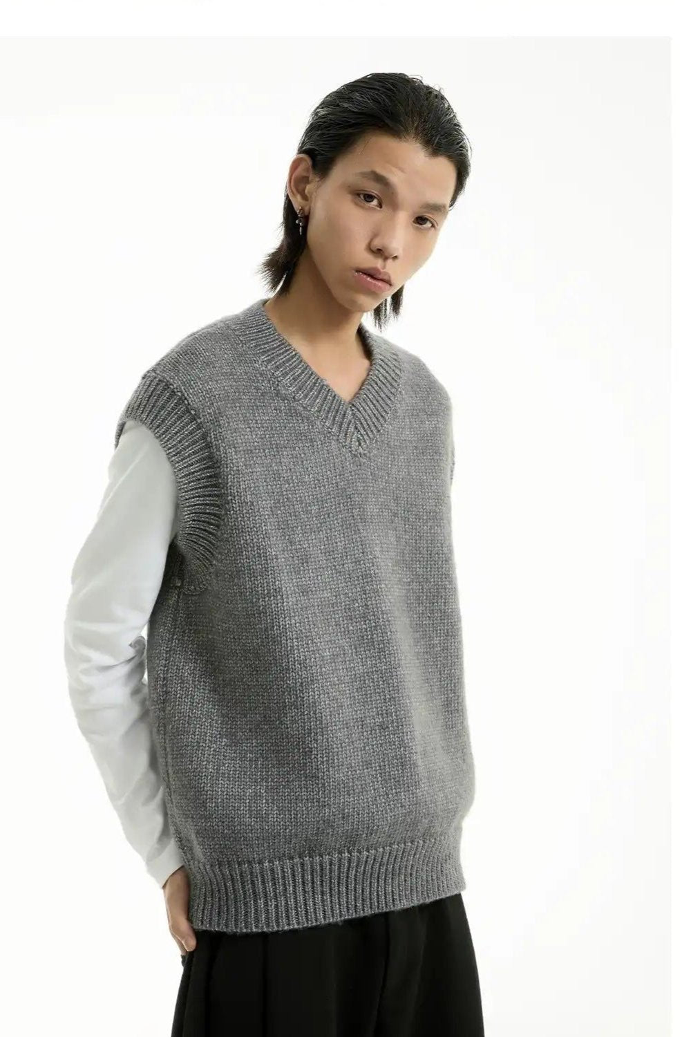 Comfty Fit Solid Color Knit Vest Korean Street Fashion Vest By Funky Fun Shop Online at OH Vault