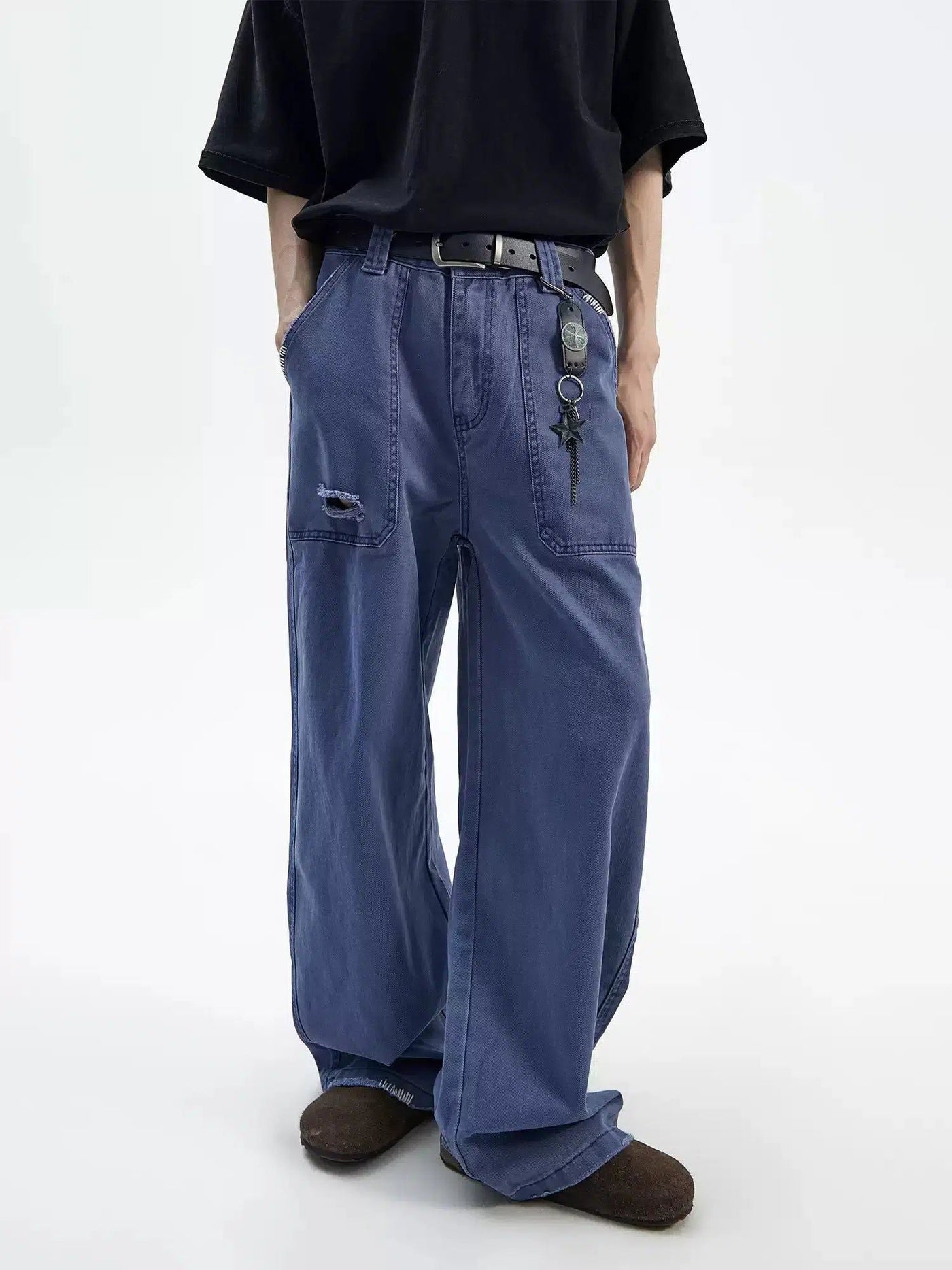 Ripped Hole Seam Hem Pants Korean Street Fashion Pants By Ash Dark Shop Online at OH Vault