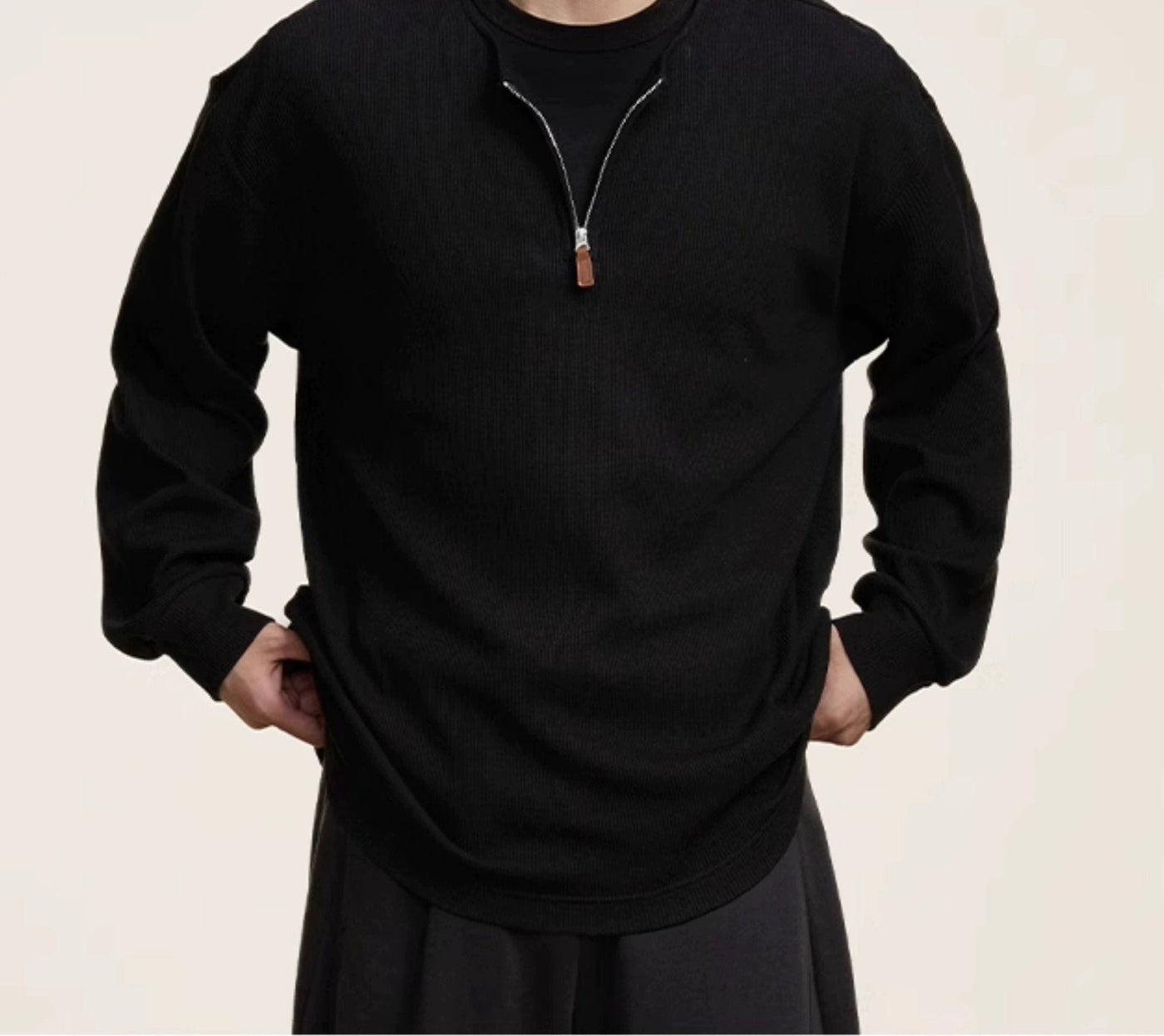 Half-Zip Regular Fit Sweater Korean Street Fashion Sweater By Opicloth Shop Online at OH Vault