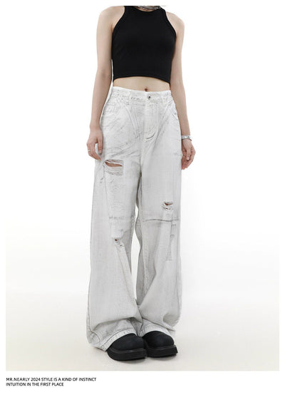 Charcoal Wash Ripped Jeans Korean Street Fashion Jeans By Mr Nearly Shop Online at OH Vault