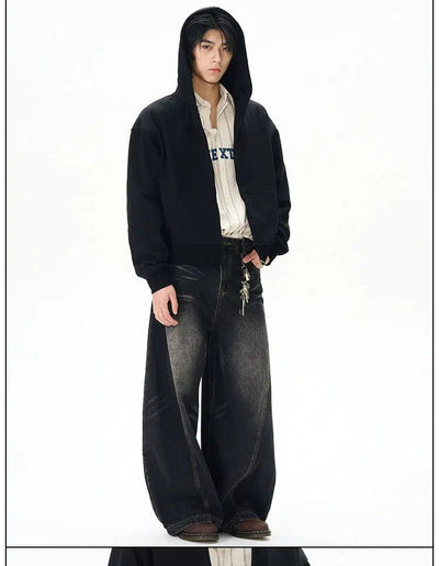 Whisker Effect Wide Leg Jeans Korean Street Fashion Jeans By 77Flight Shop Online at OH Vault