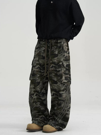 Side Striped Camouflage Cargo Pants Korean Street Fashion Pants By A PUEE Shop Online at OH Vault