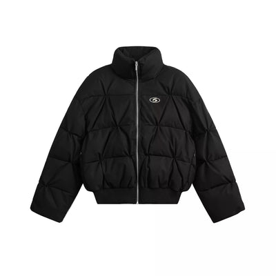 Quilted Metal Logo Puffer Jacket Korean Street Fashion Jacket By Dark Fog Shop Online at OH Vault