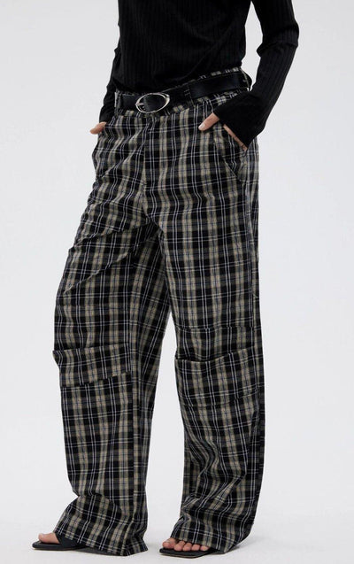 Plaid Pattern Detail Pants Korean Street Fashion Pants By Funky Fun Shop Online at OH Vault