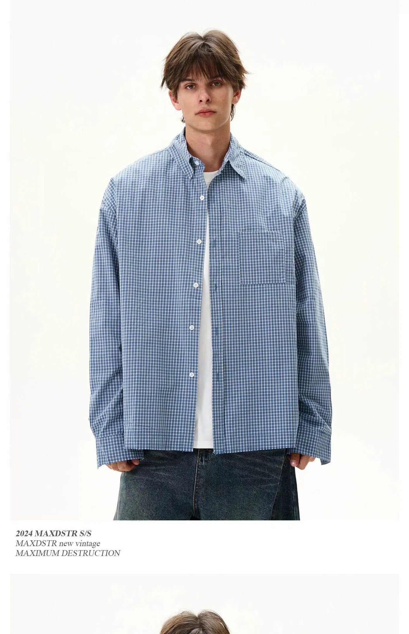 Classic Thin Plaid One-Pocket Shirt Korean Street Fashion Shirt By MaxDstr Shop Online at OH Vault