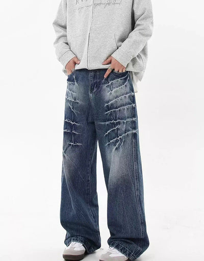 Lightning Cracked Jeans Korean Street Fashion Jeans By Blacklists Shop Online at OH Vault