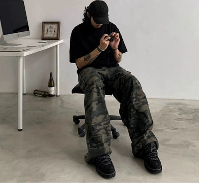 Side Pocket Camo Print Cargo Pants Korean Street Fashion Pants By In Knots Shop Online at OH Vault