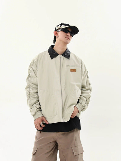 Pleated Patchwork Detroit Jacket Korean Street Fashion Jacket By Blacklists Shop Online at OH Vault