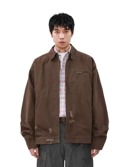 Minimal Distressed Spots Jacket Korean Street Fashion Jacket By Mr Nearly Shop Online at OH Vault