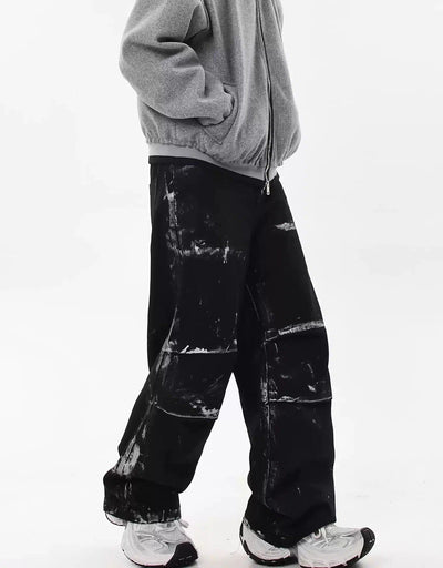 Distressed Ink Pleated Jeans Korean Street Fashion Jeans By Blacklists Shop Online at OH Vault