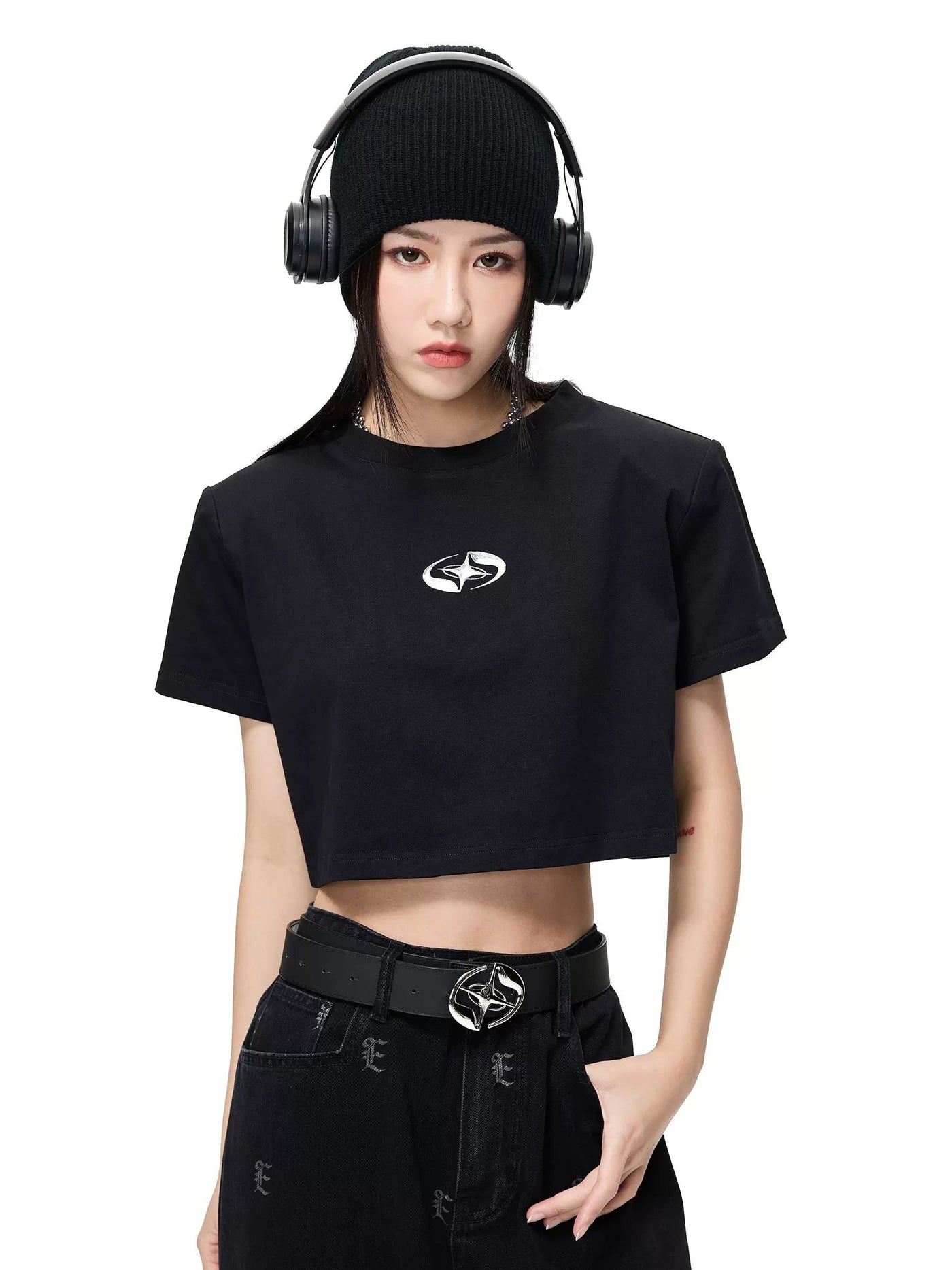 Metallic Cropped T-Shirt Korean Street Fashion T-Shirt By ETERNITY ITA Shop Online at OH Vault