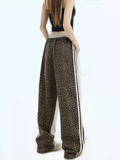 Spliced Animal Print Stripes Sweatpants Korean Street Fashion Pants By INS Korea Shop Online at OH Vault