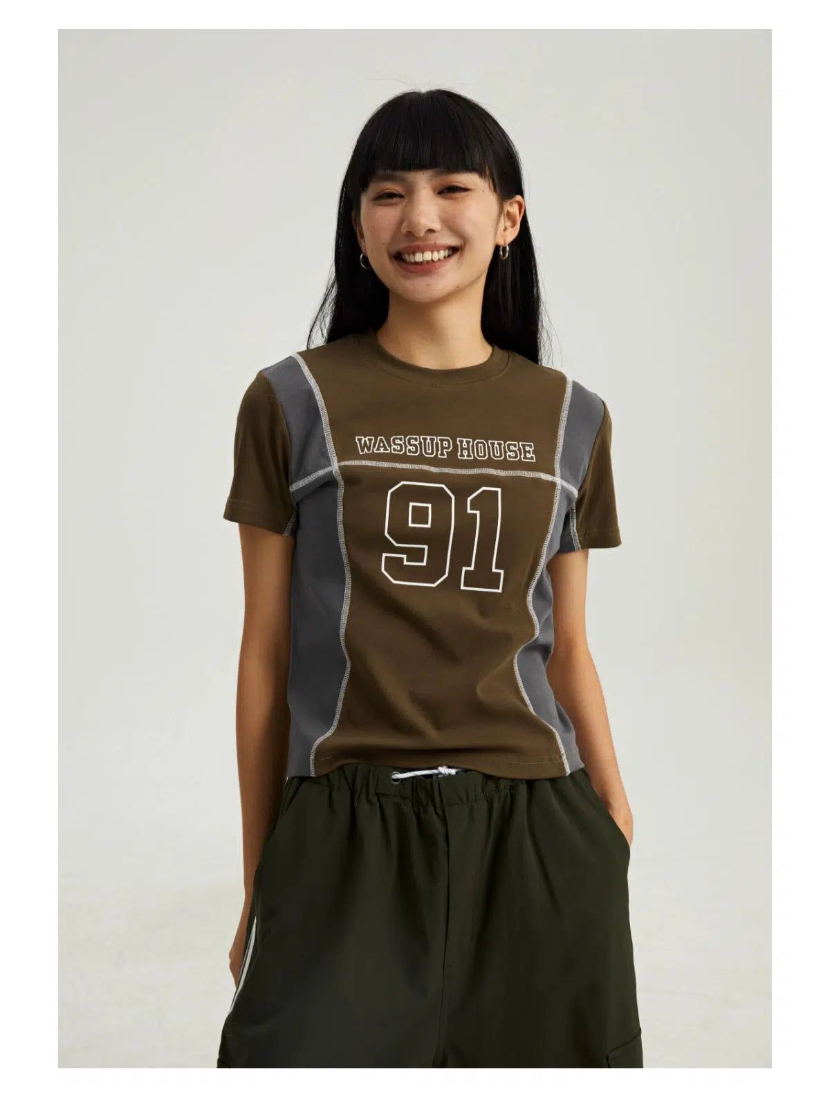 Jersey Style Cropped T-Shirt Korean Street Fashion T-Shirt By WASSUP Shop Online at OH Vault