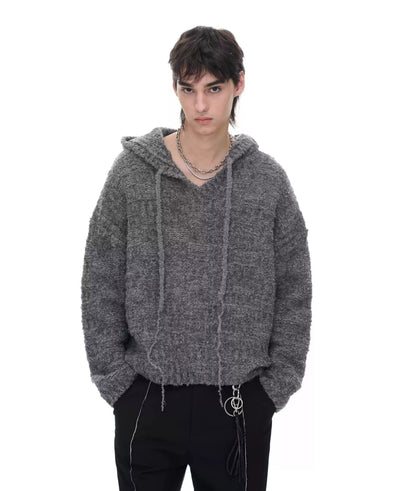 Drawstring Blend Woollen Hooded Sweater Korean Street Fashion Sweater By Terra Incognita Shop Online at OH Vault