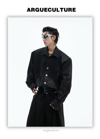 Shine Effect Buttoned Shirt Korean Street Fashion Shirt By Argue Culture Shop Online at OH Vault