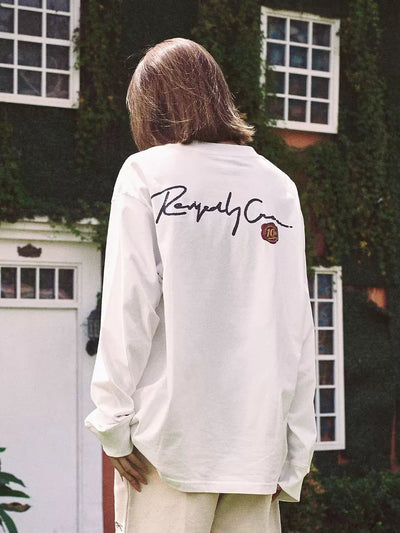 Cursive Logo Long Sleeve T-Shirt Korean Street Fashion T-Shirt By Remedy Shop Online at OH Vault