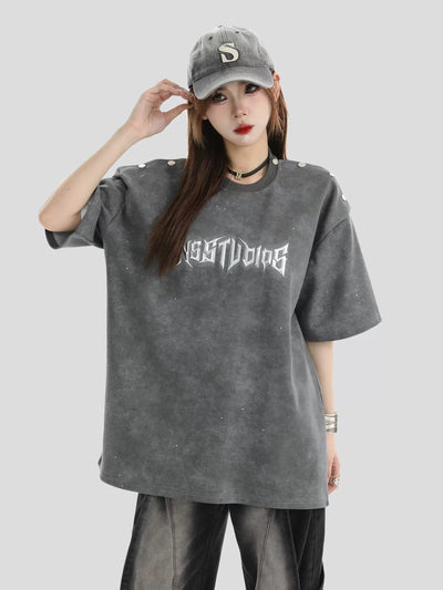 3D Logo Washed T-Shirt Korean Street Fashion T-Shirt By INS Korea Shop Online at OH Vault