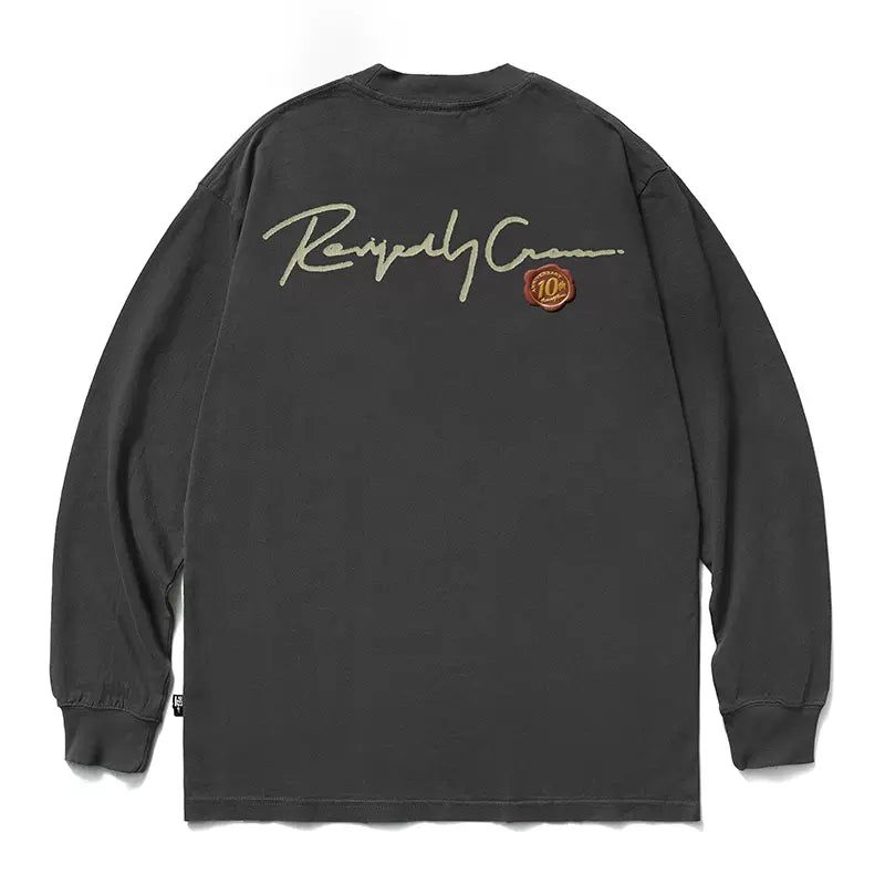 Cursive Logo Long Sleeve T-Shirt Korean Street Fashion T-Shirt By Remedy Shop Online at OH Vault