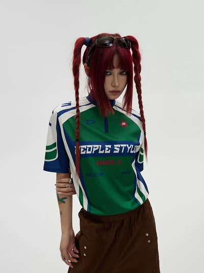 Racing Style Slim T-Shirt Korean Street Fashion T-Shirt By PeopleStyle Shop Online at OH Vault