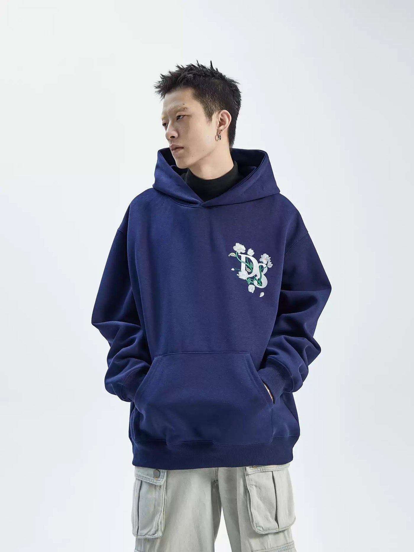 Flowers Stitch Hoodie Korean Street Fashion Hoodie By Ash Dark Shop Online at OH Vault