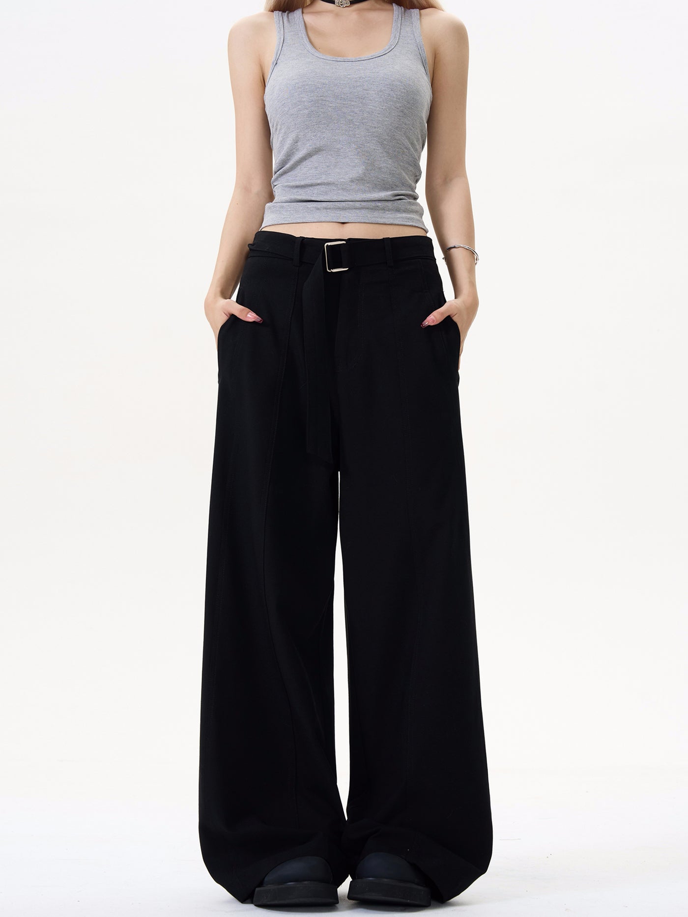 Casual Belted Strap Trousers Korean Street Fashion Trousers By MaxDstr Shop Online at OH Vault